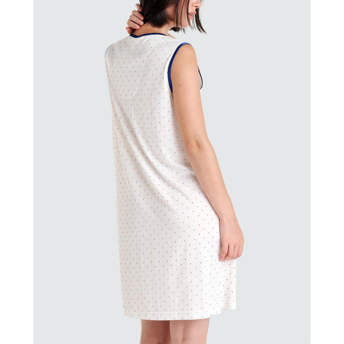 Camisón corto mujer topitos sin mangas ligero