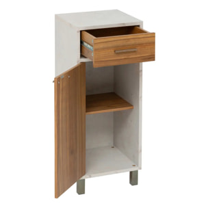 Meuble bas 1 porte 2 niveaux Come bois et effet marbre