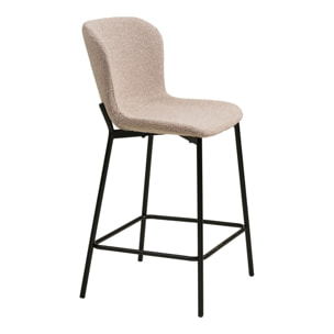Set 2 sgabelli counter Maceda in bouclé beige con gambe nere 47x55x95 cm