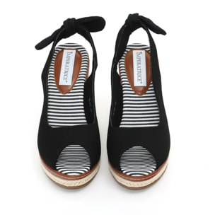 Sandali in tessuto con zeppa