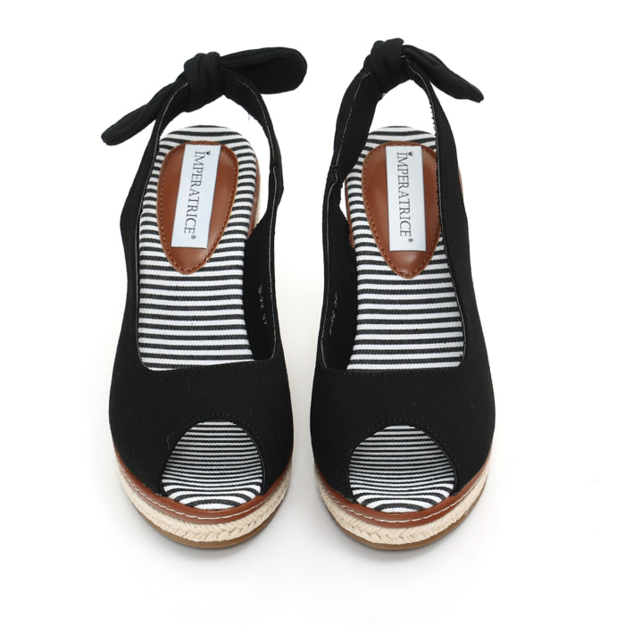 Sandali in tessuto con zeppa