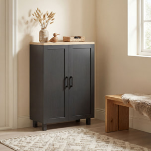 Aparador de 2 Puertas, Aparador de Salón Estrecho, Armario de Cocina con Estante Ajustable, para Cocina, Entrada, Dormitorio, 60x30x90 cm, Negro