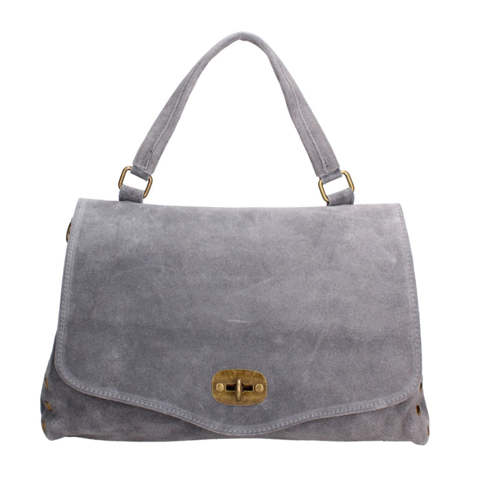 Borsa a mano da donna Made in Italy - Modello Zelia Elite - Pelle scamosciata - 37.0 x 22.0 x 15.0 cm