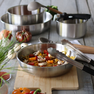 Lot de 3 poêles amovibles en acier inoxydable - tous feux IRIS