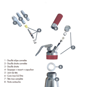 Siphon professionnel inox GOBEL - cuve inox - tête inox - 0.5L