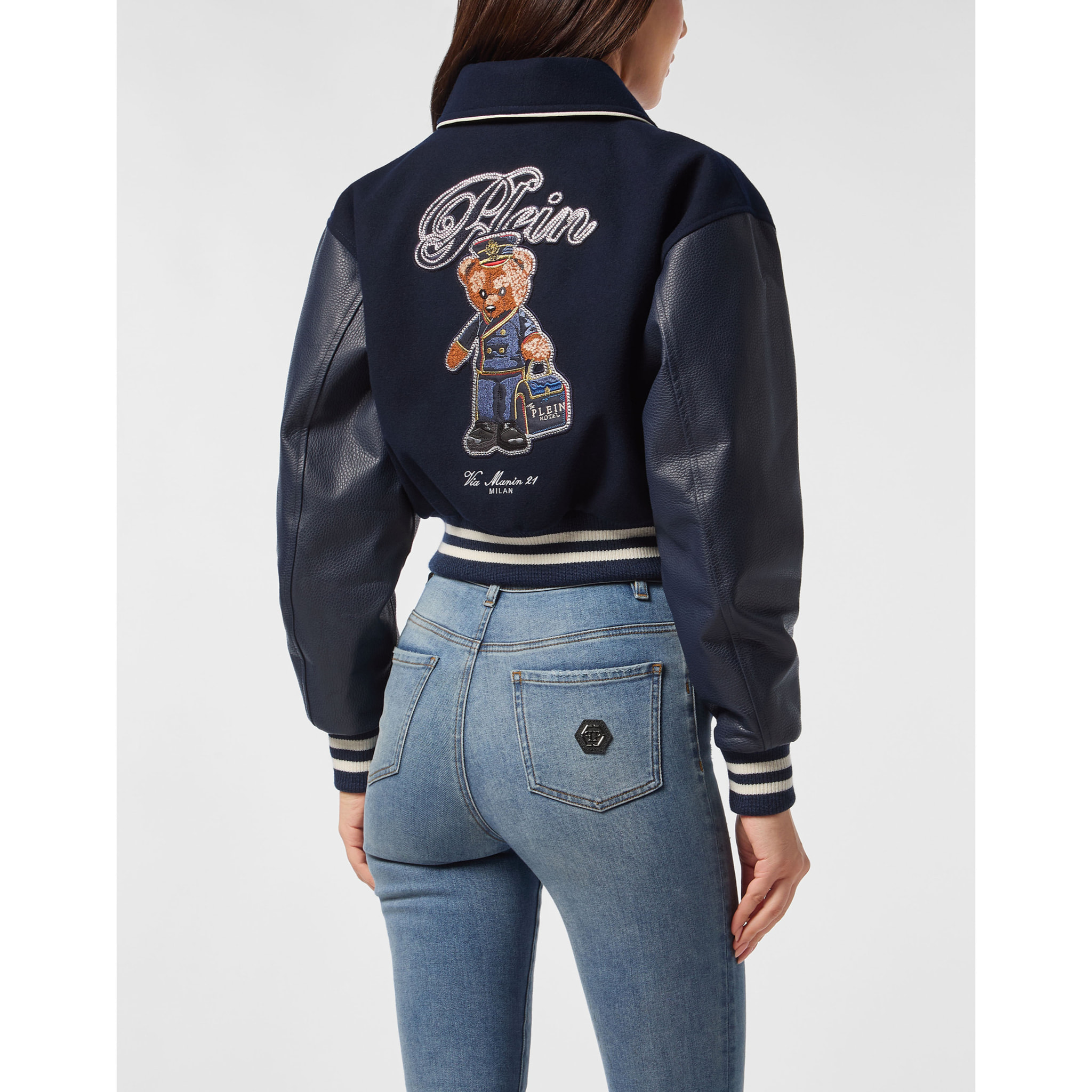PHILIPP PLEIN Leather Bomber TEDDY