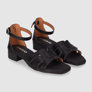 Sandalias de Piel - Negro - Tacón: 3 cm