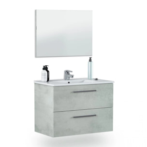 Mueble de baño con espejo Osvak 2 cajones Cemento
