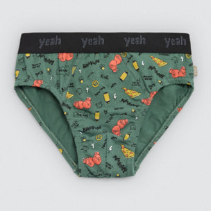 Confezione da 2 slip in cotone per bambini con stampa "Yeah"