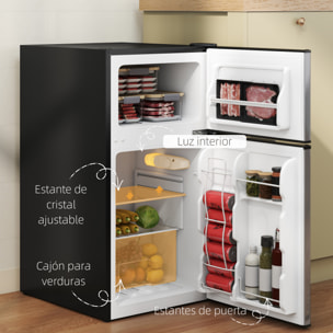 Nevera Pequeña 88 L con Congelador, Mini Frigorífico Silenciosa, Frigorífico Pequeño Bajo Encimera con Temperatura Regulable 5 Niveles, Puerta Reversible y Estantes Ajustables, Negro