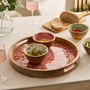 Plateau rond Inaya D38cm terracotta et manguier