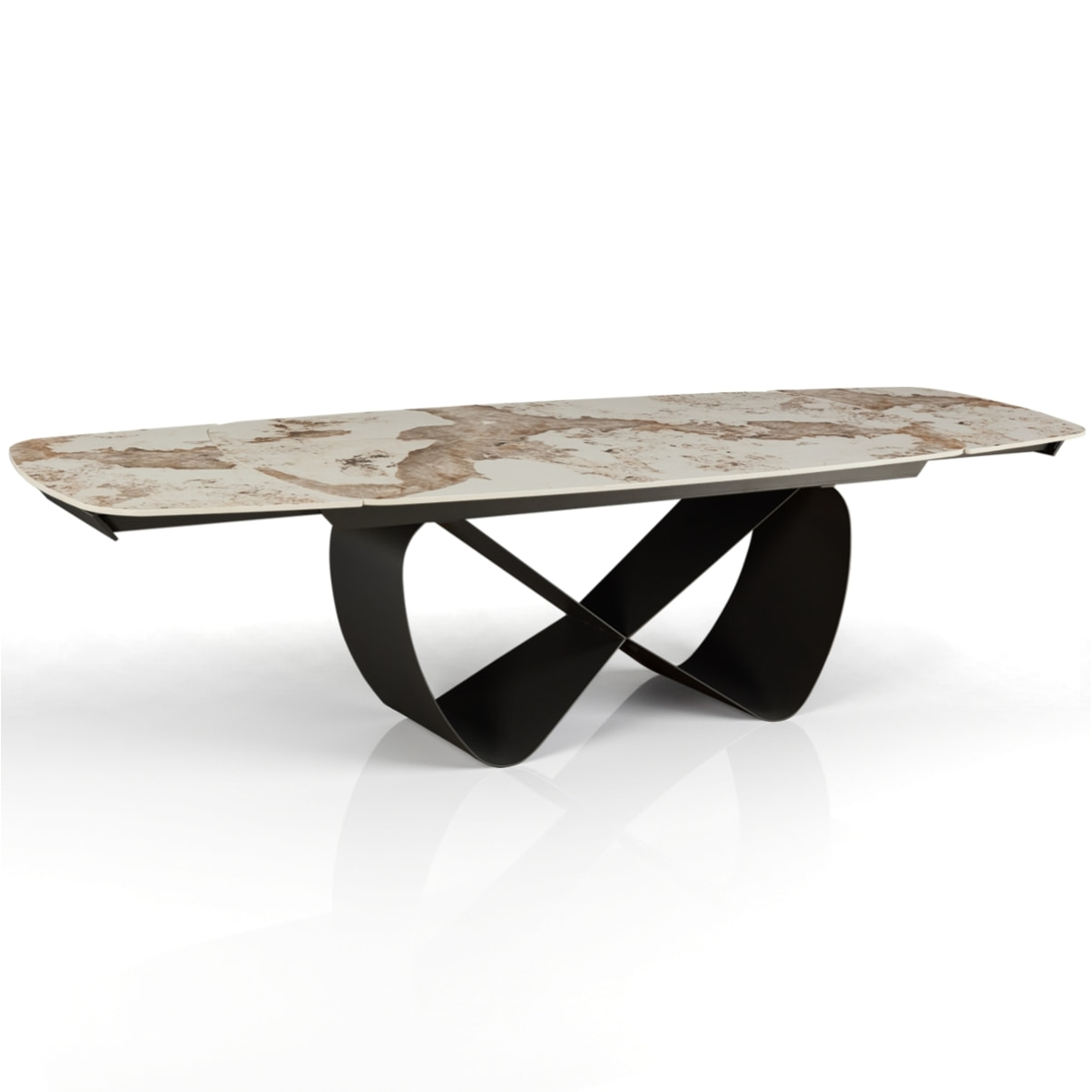 Table à manger extensible Tomasucci INFINITY, en céramique, marbre onyx, gris, 200/250/300 × 100 × 75 cm