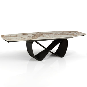 Table à manger extensible Tomasucci INFINITY, en céramique, marbre onyx, gris, 200/250/300 × 100 × 75 cm