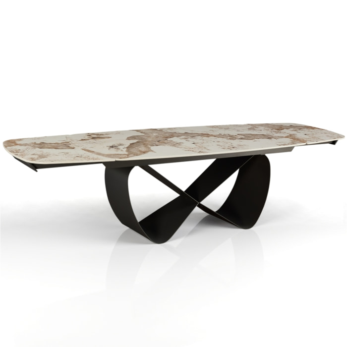 Table à manger extensible Tomasucci INFINITY, en céramique, marbre onyx, gris, 200/250/300 × 100 × 75 cm