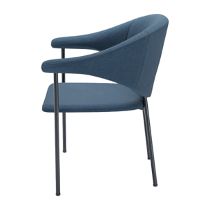 Lot de 2 chaises avec accoudoir design en velours bleu