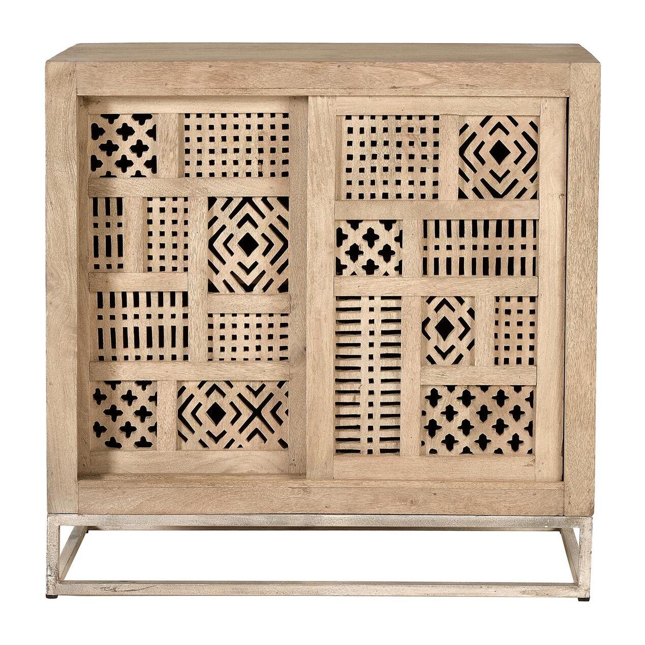 Mueble auxiliar - madera de mango y metal - 90x90x40cm