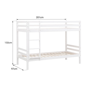 Lits superposés pour enfants 190x90cm blanc avec tiroirs AMBRE