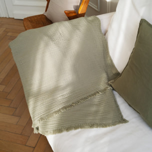 Plaid en gaze de coton, NATURELLEMENT GAUFRÉ