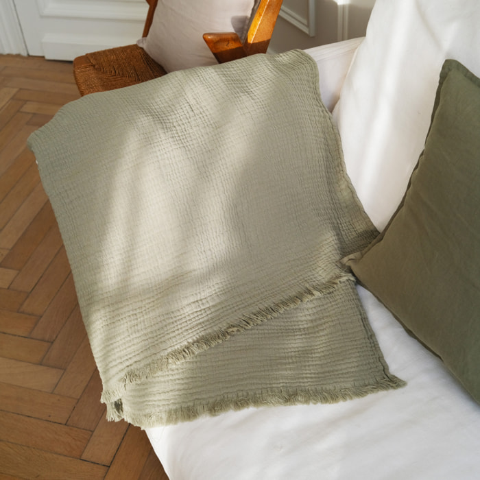 Plaid en gaze de coton, NATURELLEMENT GAUFRÉ