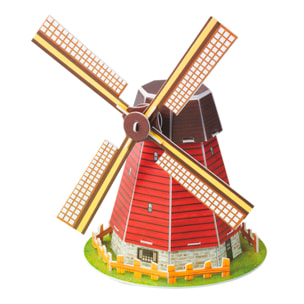 Puzle 3D de cartón de un Molino Holandés. 20 piezas.