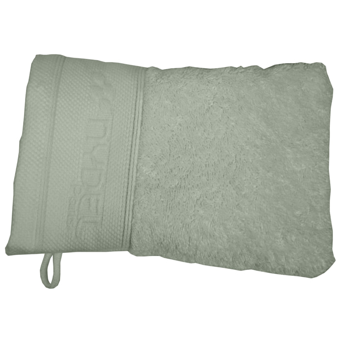Lot de 2 gants de toilette céladon - 100 % coton bio 700 g/môì