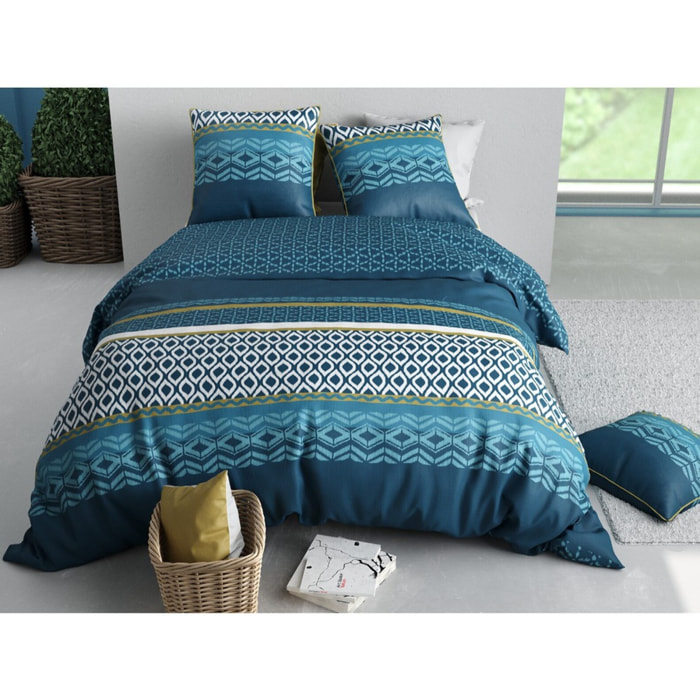 Parure housse de couette microfibre effet pêche TRIBAL