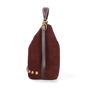 Borsa a spalla da donna Made in Italy - Modello Seraphina Plus - Pelle scamosciata - 31.0 x 31.0 x 15.0 cm