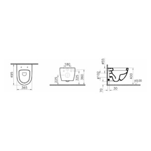 SENTO Cuvette compacte seule avec bride, 49,5cm