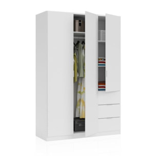 Armario Magan 3 puertas y 3 cajones Blanco