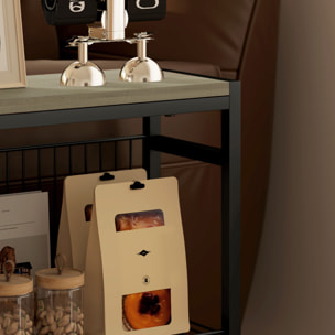 Mesa Auxiliar Estrecha de 3 Niveles Mesita Auxiliar Industrial con Estantes Abiertos y Estructura de Acero para Salón Dormitorio 43x18x62,5 cm Gris