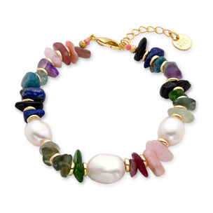 Pulsera de Multicolor Piedra Natural acabada en oro amarillo de 18K
