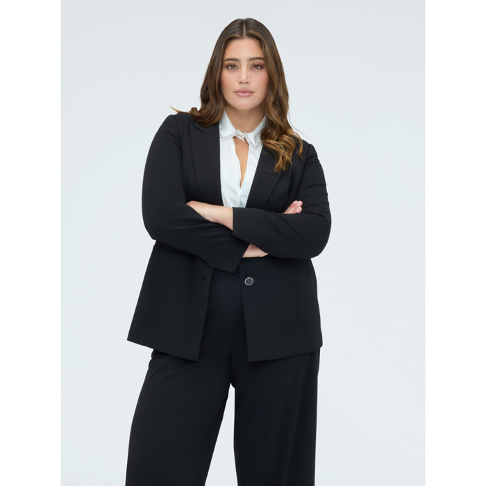 Fiorella Rubino - Blazer fitted in tessuto stretch - Nero