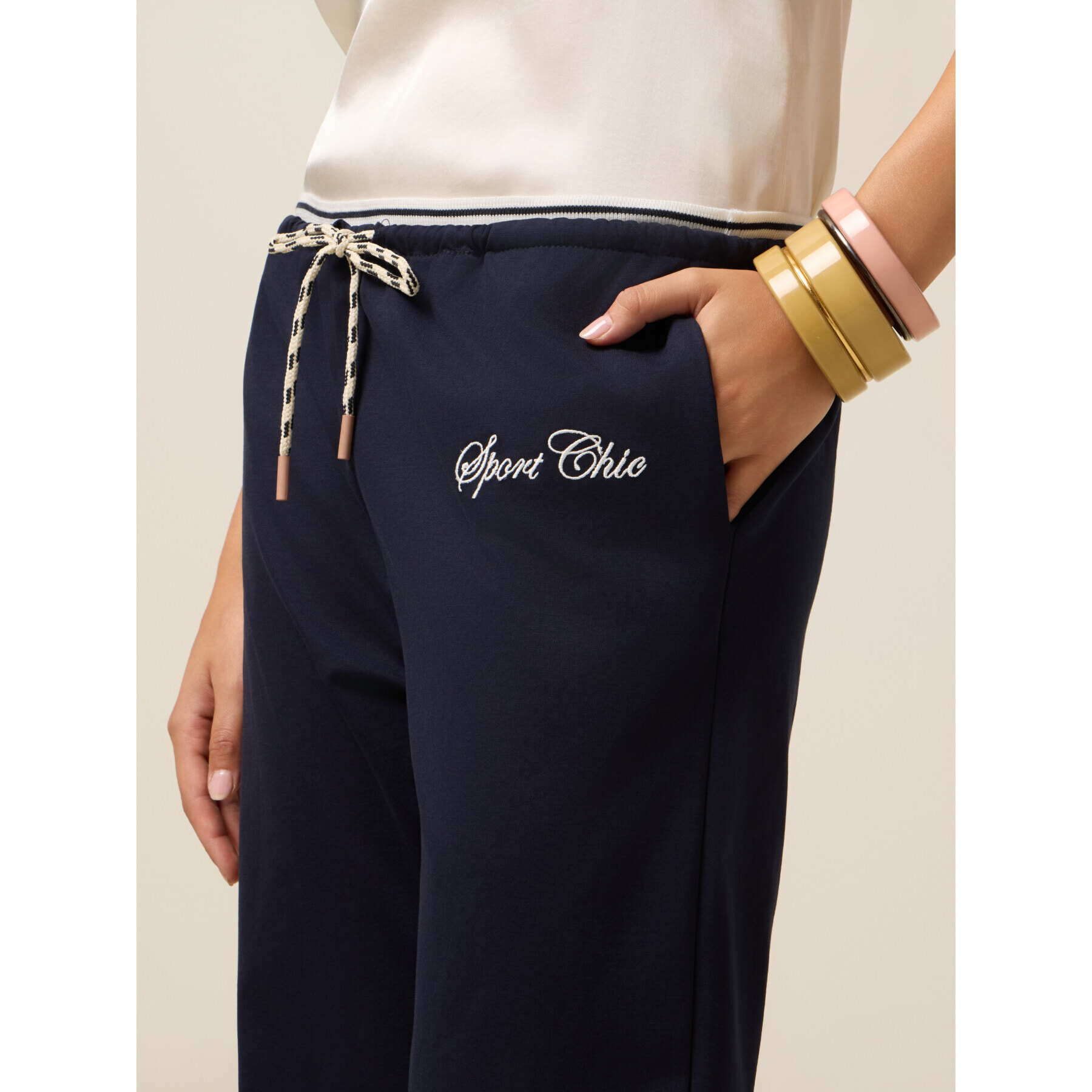 Oltre - Joggers a palazzo in jersey - Blu