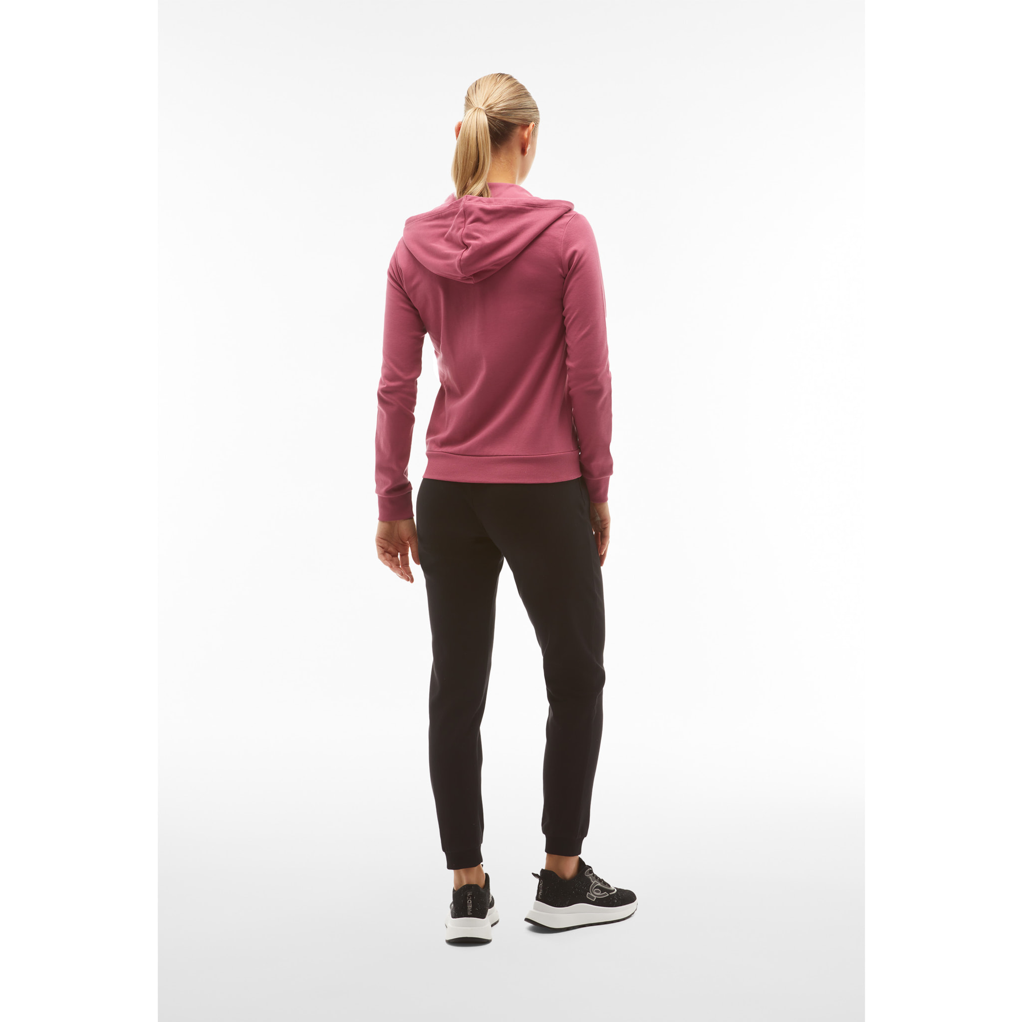 Tuta sportiva in interlock con felpa cappuccio e zip