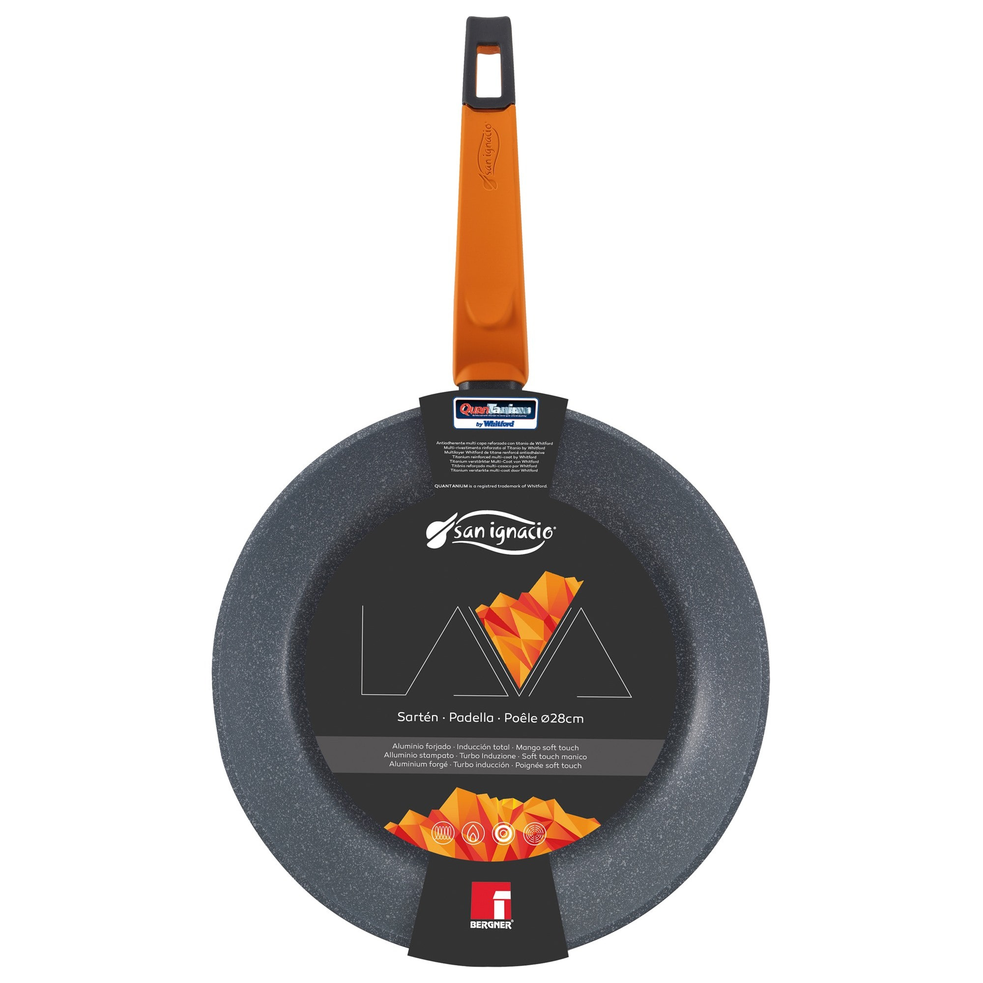 Set de 3 Sartenes San Ignacio LAVA Ø20 Ø26 Ø28 cm – Aluminio Forjado, Antiadherente Quantanium, Apto Inducción