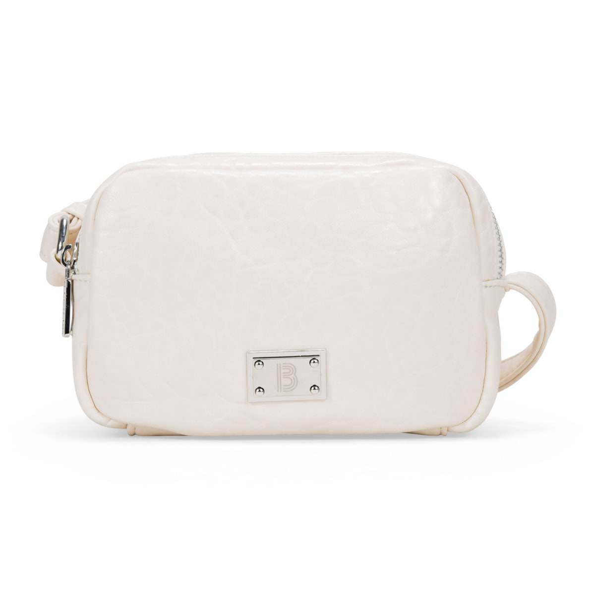 Bolso bandolera blanco con doble cremallera