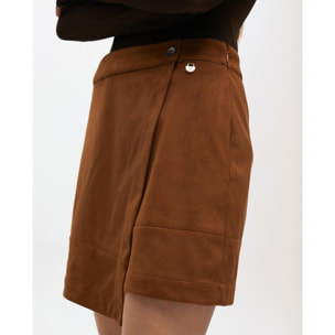 Gonna Mini in Pelle Scamosciata con Spacco