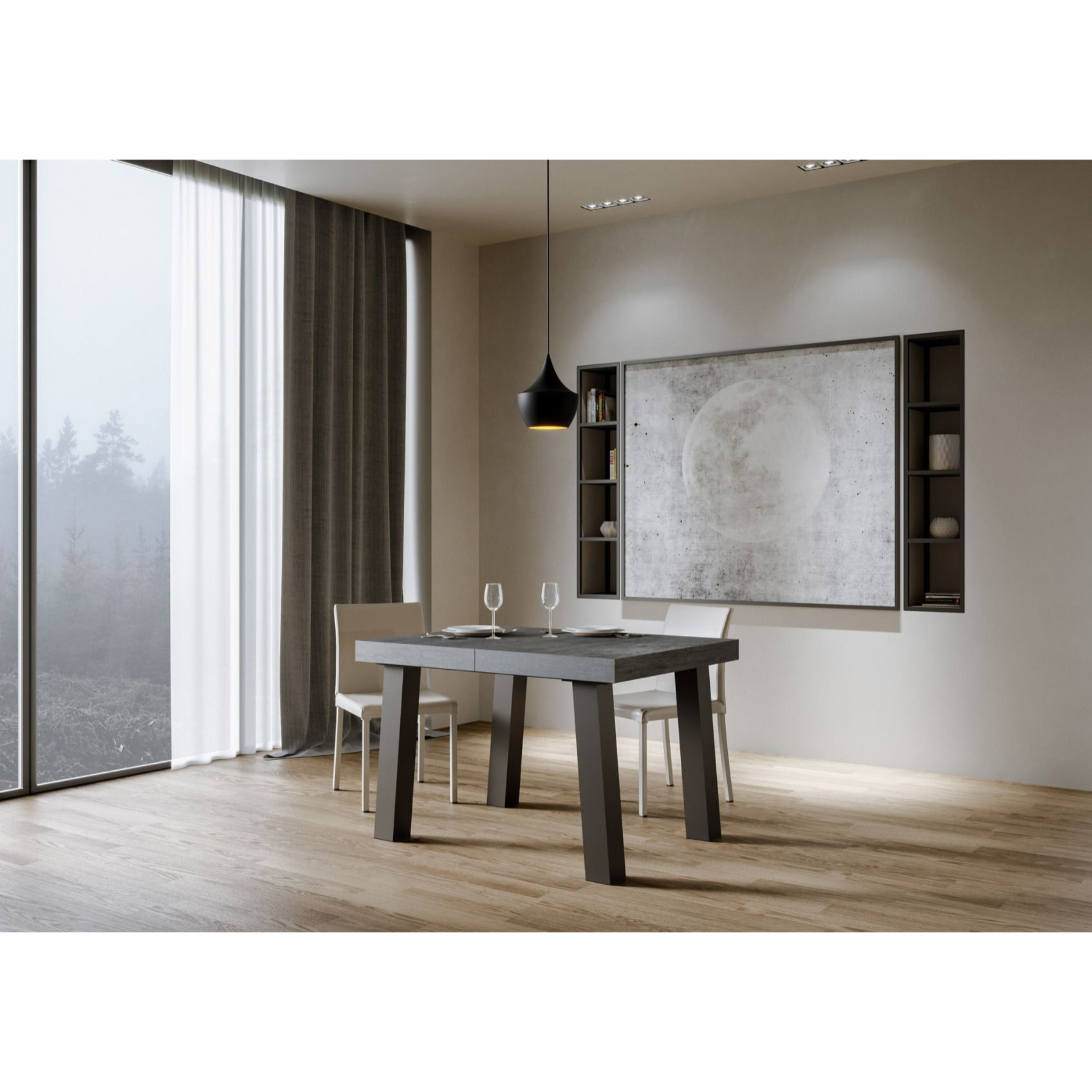 Tavolo allungabile 90x140/400 cm Bridge cemento telaio Antracite