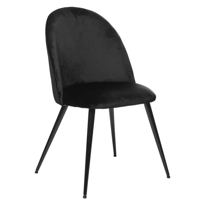 Chaise "Slano" - noir - velours - pieds métal noir