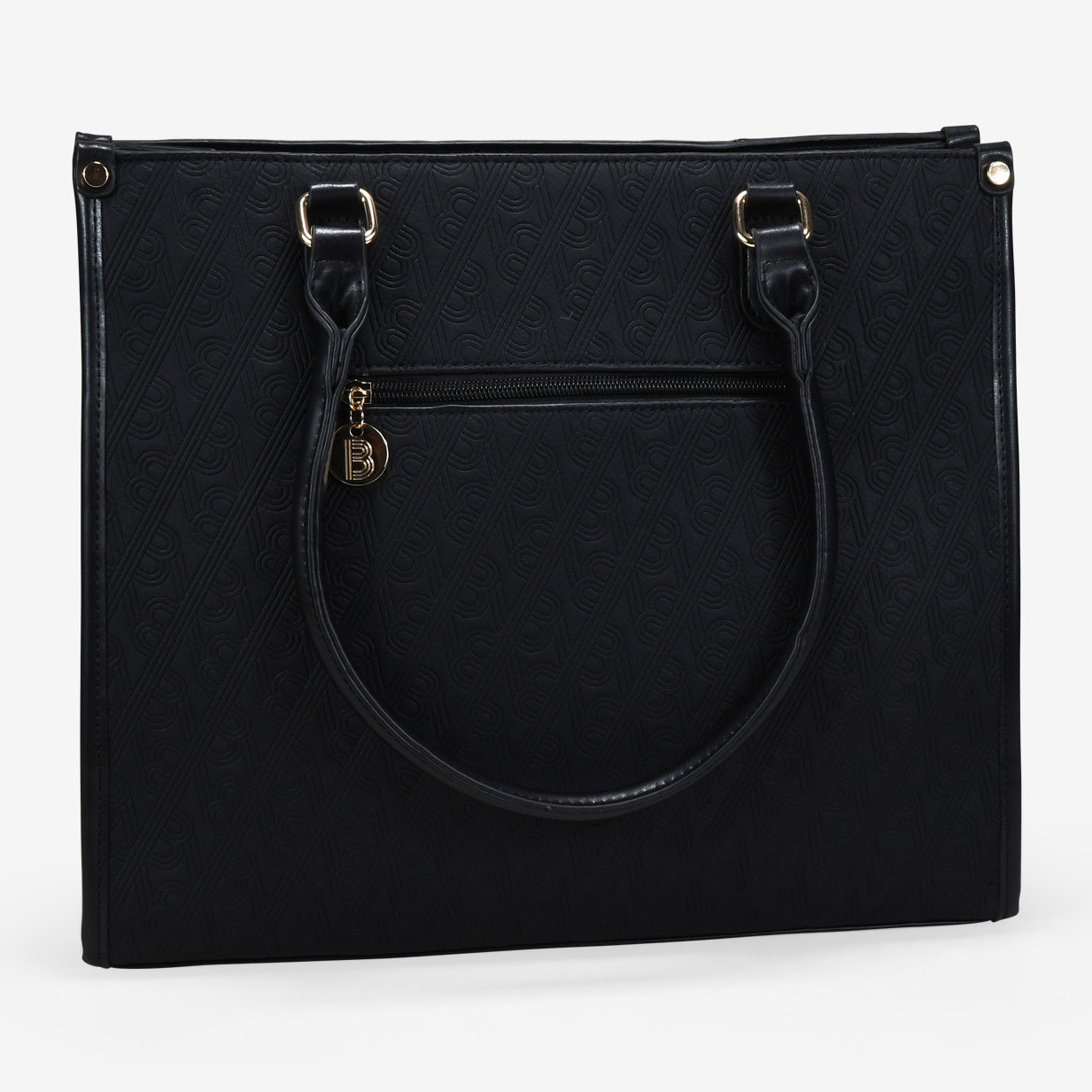 Bolso shopper negro con grabado de B
