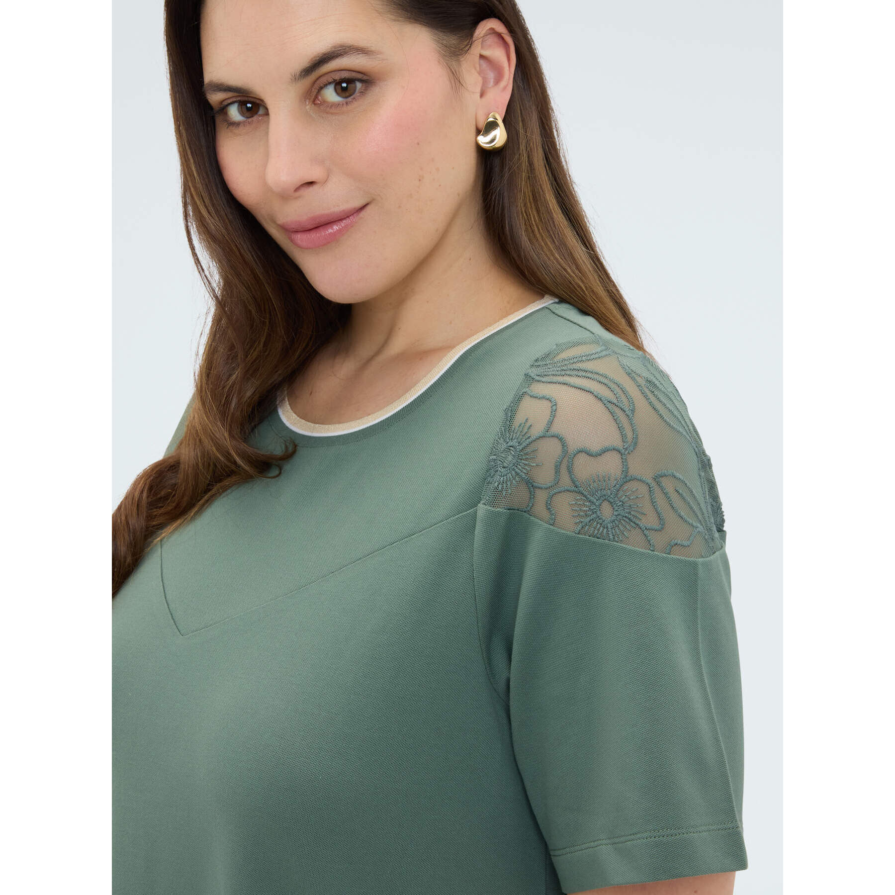 Fiorella Rubino - Vestido corto línea A - Verde militare
