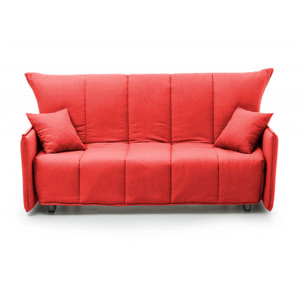 Divano Letto Allyson, Divano a 3 posti, 100% Made in Italy, Sofà Soggiorno con apertura a carrello, in tessuto imbottito, con Braccioli standard, Cm 190x90h85, Rosso