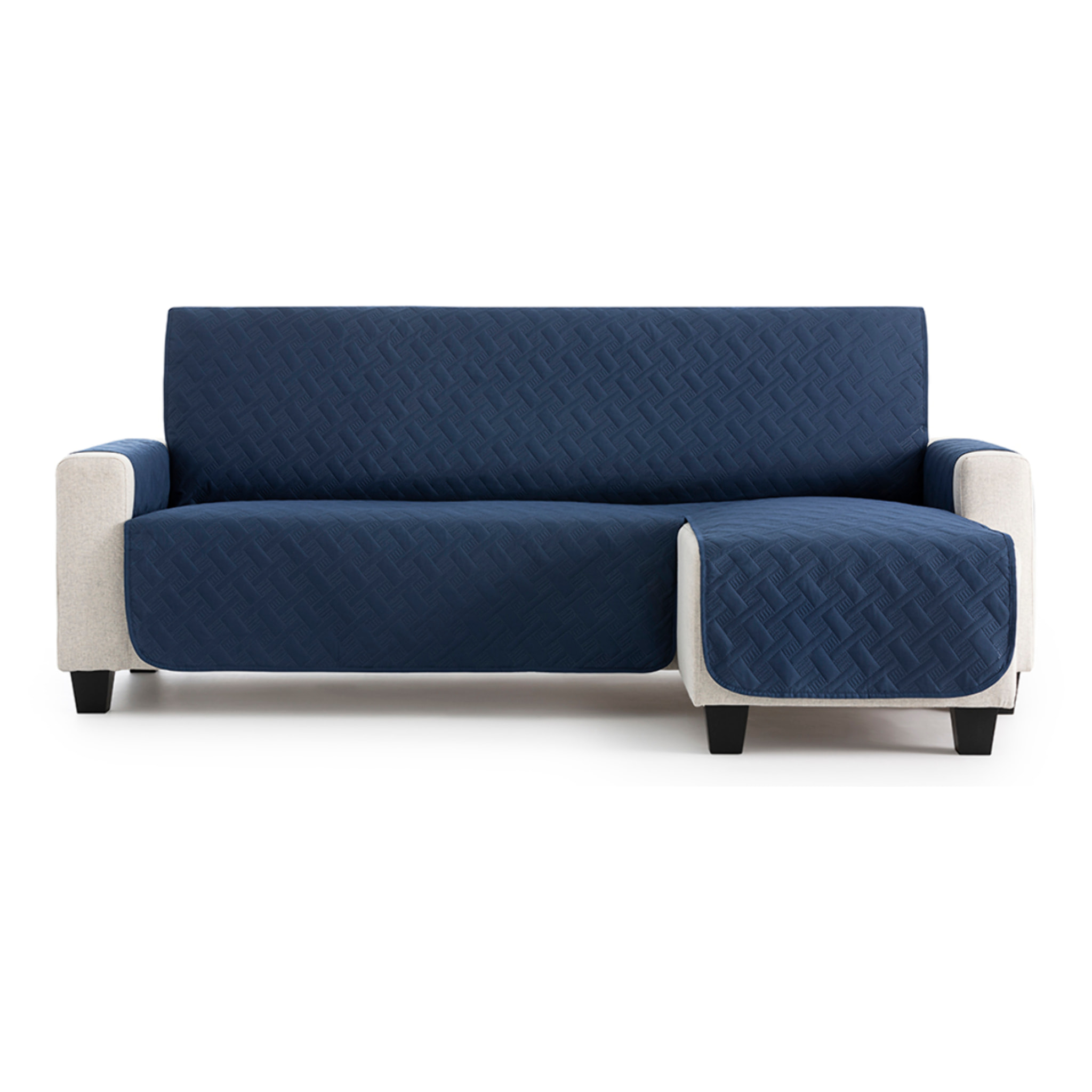 Cubre sofá para Chaise Longue DRY acolchado y antimanchas azul (brazo derecho)