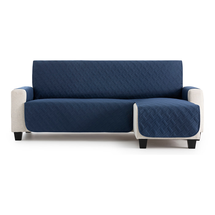 Cubre sofá para Chaise Longue DRY acolchado y antimanchas azul (brazo derecho)