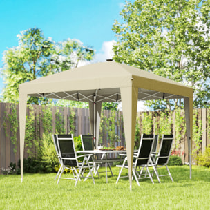 Tonnelle barnum pop-up 3 x 3 m éclairage LED intégré télécommande sac transport blanc cassé