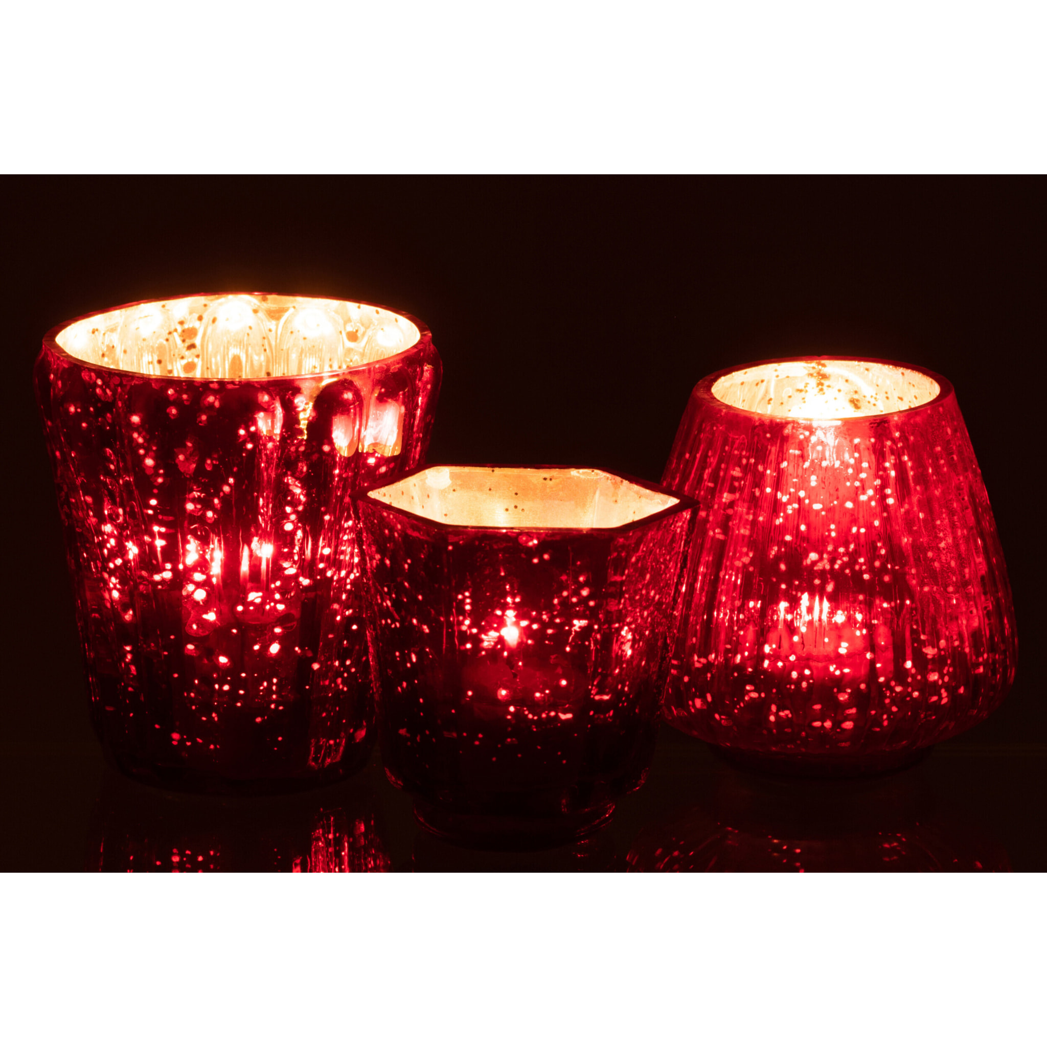 J-Line bougeoir - verre - rouge - 2 pcs
