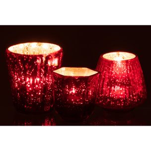 J-Line bougeoir - verre - rouge - 2 pcs