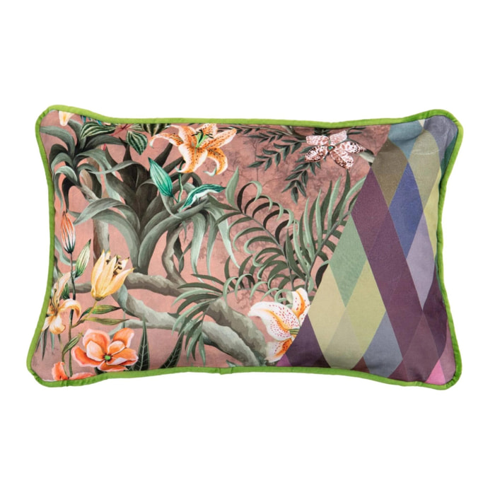 Cojin Velvet Flores Tropical 45x13x30 Cm