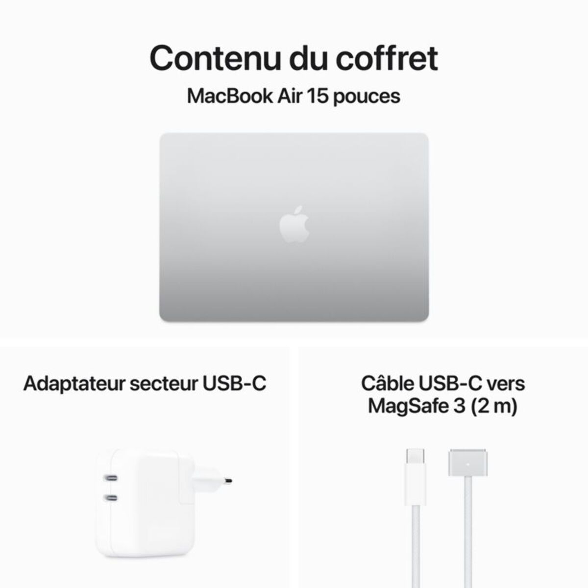 Ordinateur Apple MACBOOK Air 15' M3 24Go CPU8 GPU10 512Go Argent
