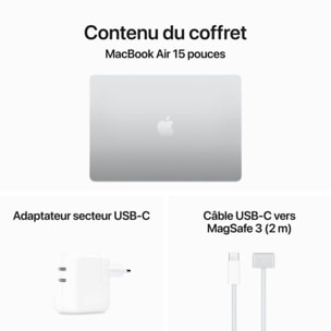 Ordinateur Apple MACBOOK Air 15' M3 24Go CPU8 GPU10 512Go Argent